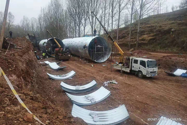 河南洛阳产业园连接线拼装钢波纹管工程